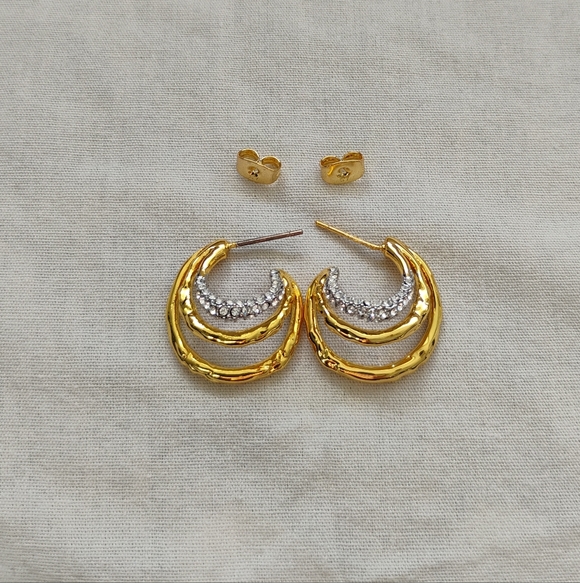 Alexis Bittar Gold and Silver Hoop Earring - Picture 2 of 4